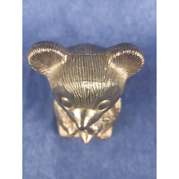 Silver Plated Teddy Bear Piggy Bank Coin Bank With Mom And Bear Cub - Picture 2 of 9